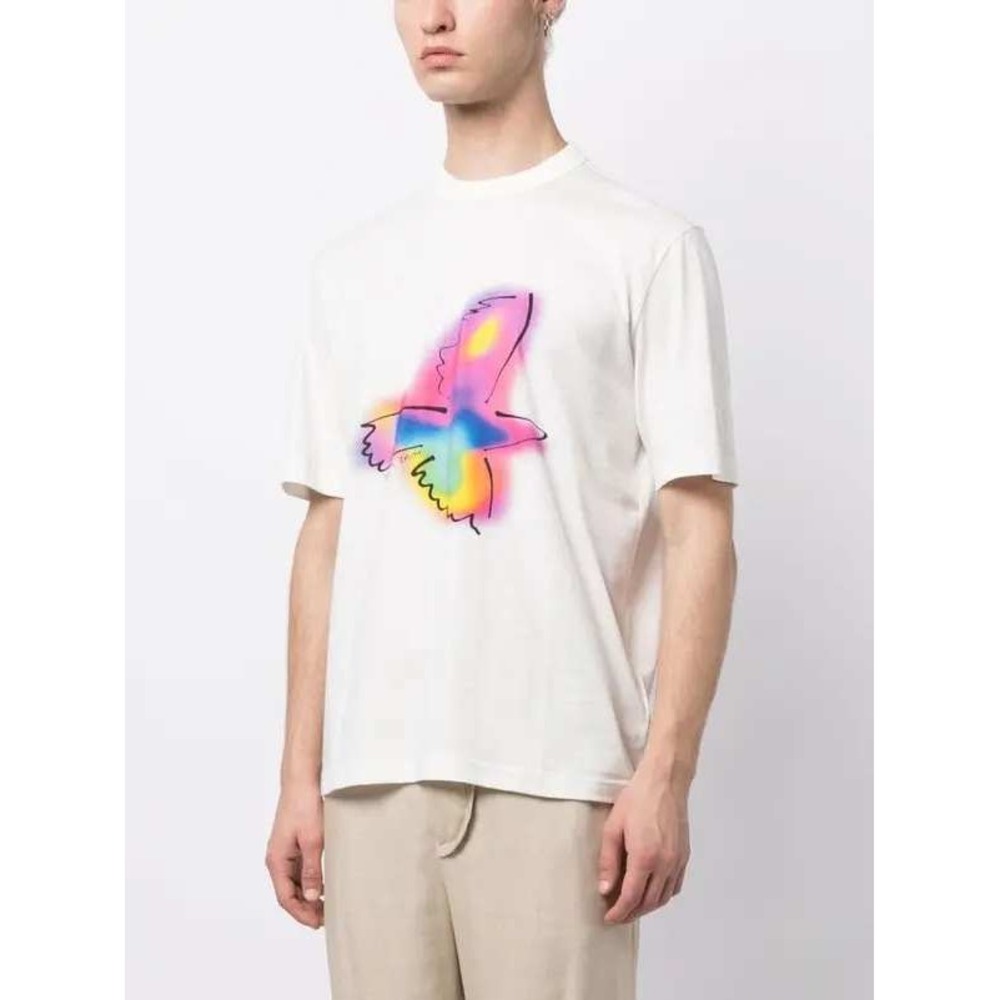 Paul Smith $132 Men's Neon Spray Bird Cotton Short Sleeve Crew Neck Casual Tee M